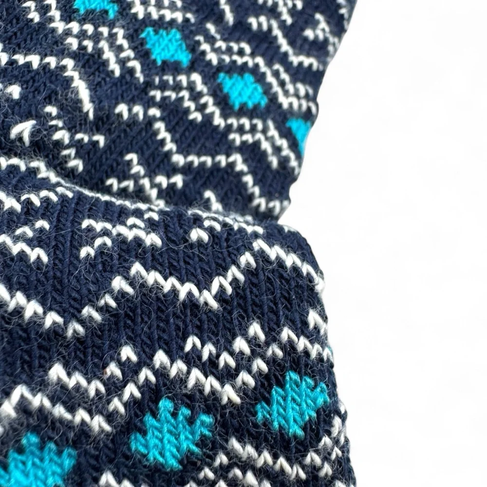 No Nonsense Fair Isle Mid Calf Boot Socks Snowflakes Size 4-10 Navy‎ 3 Pairs